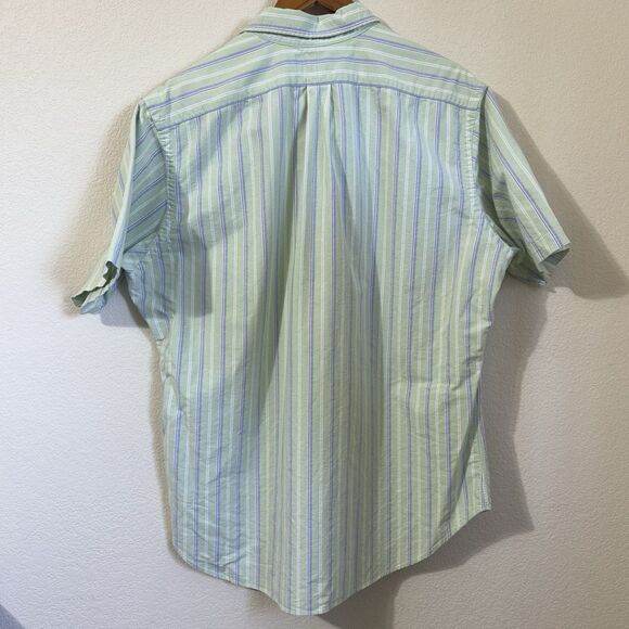 Ralph Lauren Button UpShirt Mens XL Classic Fit Short Sleeve Green Blue Striped - Picture 2 of 6